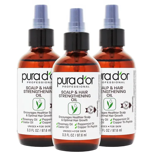 Miniatura 7 de PURA D'OR Aceite para fortalecer el cuero cabelludo y el cabello (3.3 onzas x 2 = 6.6 onzas) soporta un crecimiento óptimo, reduce la rotura, nutre