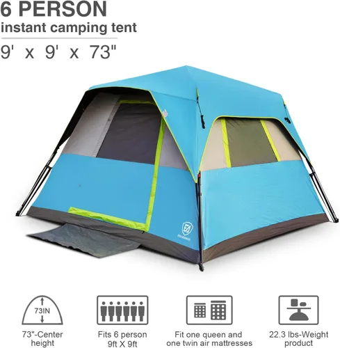 Miniatura 6 de EVER ADVANCED Tienda de campaña para 6 personas, diseño opaco, tienda de campaña instantánea para familia con lluvia, fácil instalación de los años