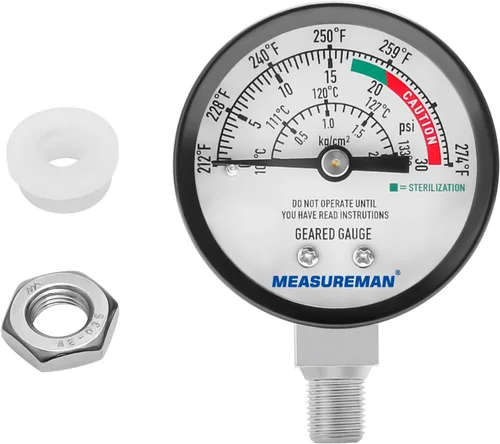 Miniatura 10 de Medidor de olla a presión de acero inoxidable MEASUREMAN, medidor para esterilizador de presión, medidor de presión de vapor, esfera de 2", montaje