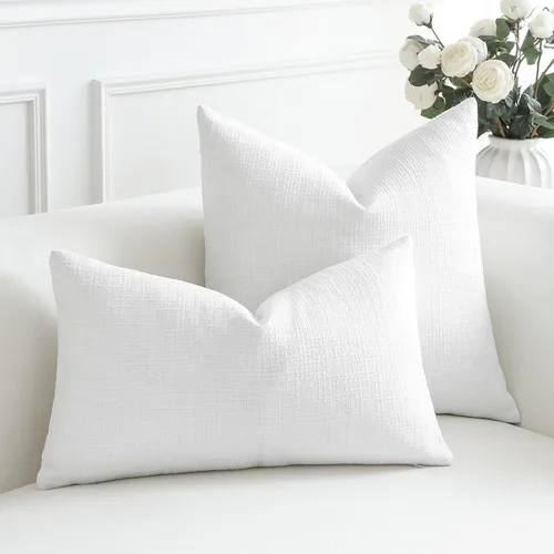 Miniatura 6 de OTOSTAR Fundas de almohada de lino de 12 x 20 pulgadas, juego de 2 fundas de almohada decorativas cuadradas, fundas de cojín para decoración