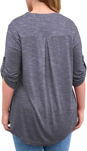 Miniatura 3 de a.Jesdani - Blusas de manga 34 que se enrollan, con cuello en V, diseño tipo túnica, talla extragrande para mujer