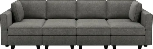 Miniatura 8 de Belffin - Sofá seccional modular con cama oculta, sofá seccional convertible para sala de estar. Sofá color gris claro