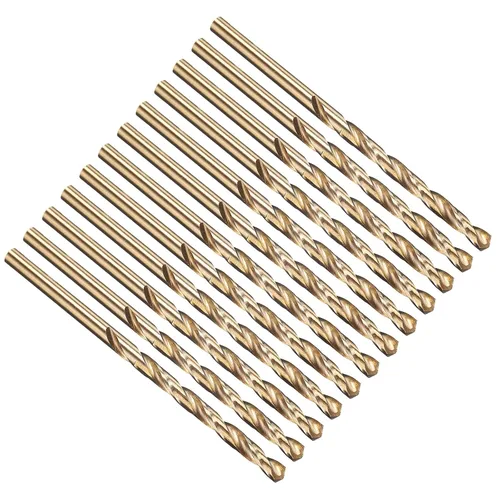 Miniatura 70 de PATIKIL Broca Jobber de 0.039 in, vástago recto M35 cobalto 5% acero de alta velocidad 135° acabado dorado para metal duro de acero inoxidable - 2