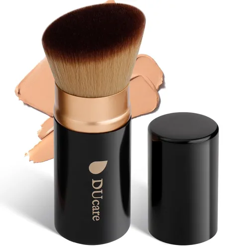 Miniatura 13 de DUcare Brocha para Base, Brocha Kabuki de Punta Plana Sintética Profesional para Maquillaje, Mezcla de Líquidos, Polvo Mineral, Pulido, Punteado