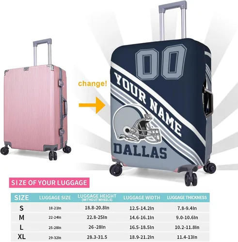 Miniatura 2 de Funda de equipaje personalizada, funda de maleta personalizada, diseña tu nombre y número, protector de equipaje elástico lavable, Dallas