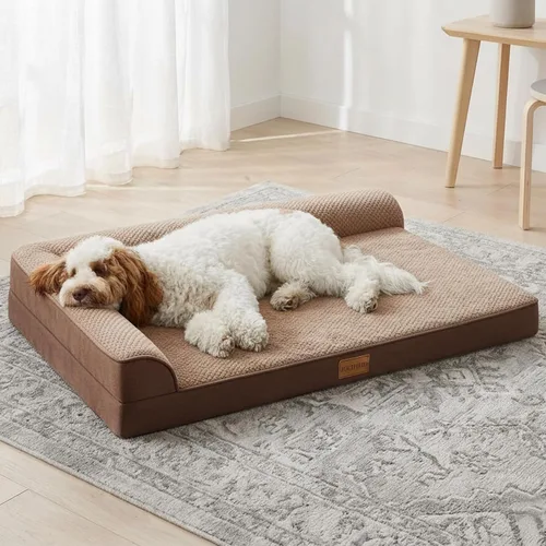 Miniatura 7 de Cama Ortopédica para Perros de Tamaño Grande 36''X24'', Cama Impermeable para Mascotas de Espuma de Caja de Huevos con Refuerzo en L para Jaula