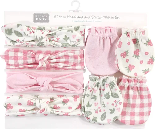 Miniatura 96 de Hudson Baby Conjunto de diadema de algodón y manoplas para rascar para bebé