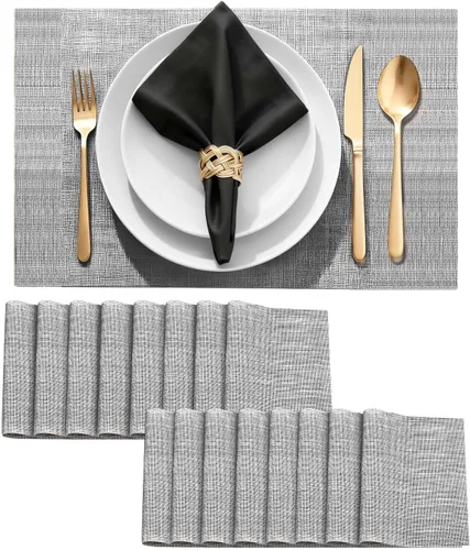 Miniatura 13 de Juego de 4 manteles individuales de vinilo duraderos, antideslizantes para mesa de comedor, resistentes al calor, lavables, de PVC, fáciles