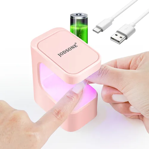 JODSONE U V Mini lámpara de uñas recargable con temporizador inalámbrico portátil luz LED para secado rápido esmalte de gel rosa