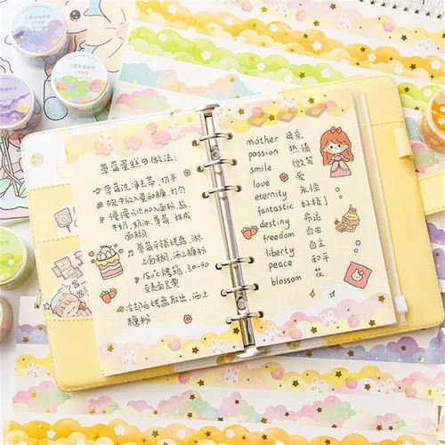 Miniatura 3 de Juego de 8 rollos de cinta Washi, Dream Clouds cinta decorativa de lámina dorada, cinta adhesiva decorativa para álbumes de recortes, artes
