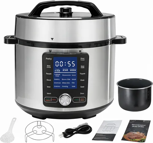 HealSmart Olla a presión eléctrica 24 en 1 de 6.3 cuartos de galón, multiolla antiadherente de acero inoxidable para cocción lenta, yogur, vapor,