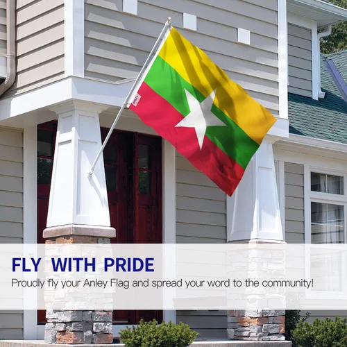 Miniatura 2 de ANLEY Fly Breeze - Bandera de Myanmar de 3 x 5 pies, color vivo y a prueba de decoloración, cabecera de lona y doble costura, banderas de poliéster