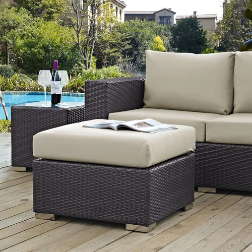 Miniatura 44 de Modway EEI-1911-EXP-ORA Convene - Muebles otomanos cuadrados de tela para patio, muebles de exterior, color naranja espresso Espresso Naranja