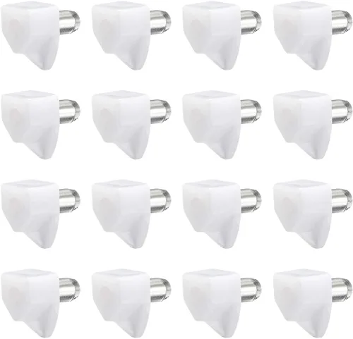 uxcell 100 clavijas de soporte de plástico y acero para estantes, clips de estante de gabinete de 0.197 in, color blanco, para muebles, estantes,