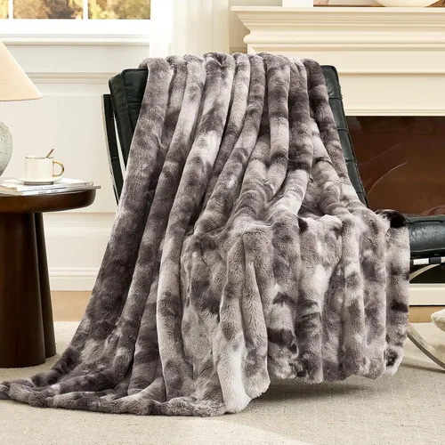 Miniatura 17 de Cozy Bliss - Manta decorativa de piel sintética, de jacquard, mullida, afelpada, suave, gruesa y de verano, para sofá, sala de estar y dormitorio