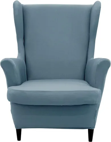 Miniatura 17 de Wingback - Funda elástica para silla, 2 piezas, con respaldo de ala, funda protectora de muebles impresa, suave con parte inferior elástica