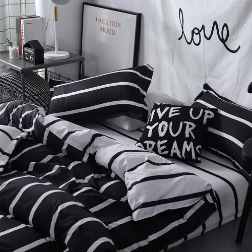 Miniatura 4 de Set de funda de edredón LAMEJOR, set de ropa de cama, funda de edredón de microfibra (1 funda de edredón y 2 fundas de almohada), color negro