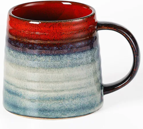 Taza de café grande de cerámica, tazas de cerámica hechas a mano, tazas de té con mango grande para oficina y hogar, 15.5 onzas, aptas para Tinta