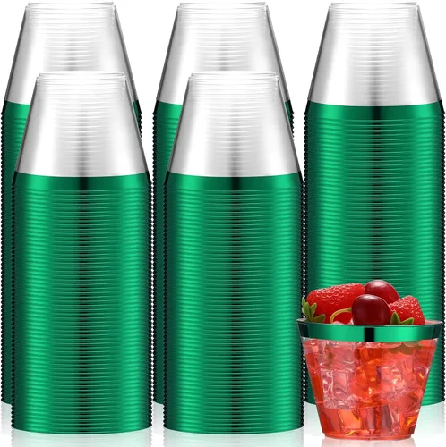 Lounsweer 100 piezas de vasos de plástico con borde de 9 onzas, vasos de cóctel transparentes para boda, vasos de vino desechables resistentes para