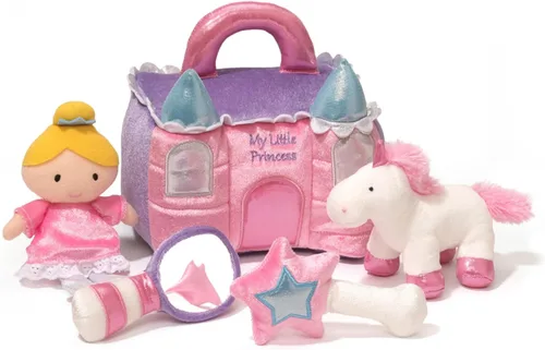 Baby Gund Play Soft Collection, Juego de peluches de castillo de princesa de 5 piezas con juguetes de peluche que suenan, chillan y crujen, juguete