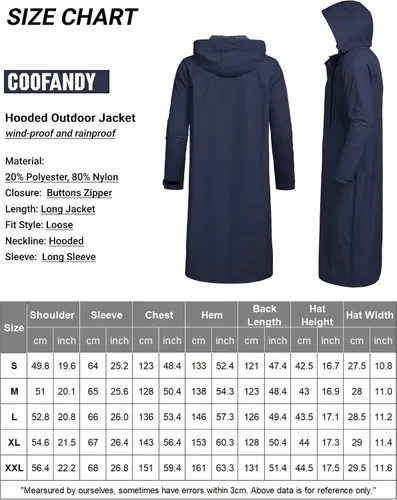 Miniatura 6 de COOFANDY Chaqueta impermeable para hombre con capucha, impermeable, ligera, activa, larga