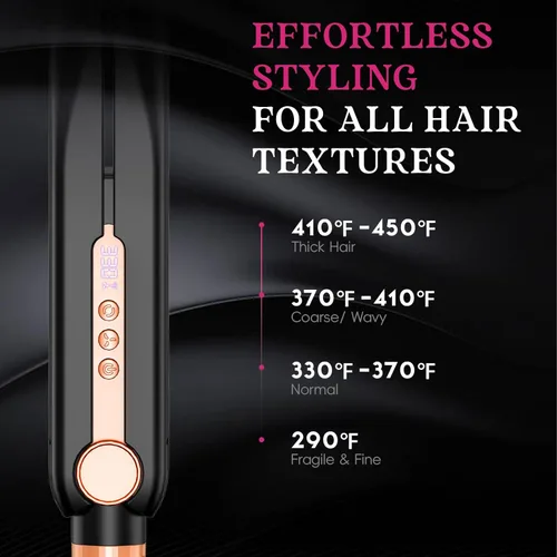Miniatura 5 de SKIMI Airflow Styler 2.0 - Plancha plana de titanio y rizadora, 96 rejillas de ventilación de aire frío para un estilo de duración de 48 horas