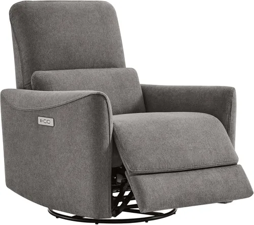 Miniatura 12 de CHITA Silla Reclinable Eléctrica Giratoria Deslizante, con Certificación FSC, Tapizada de Piel Sintética para Sala de Estar y Guardería, Sillón