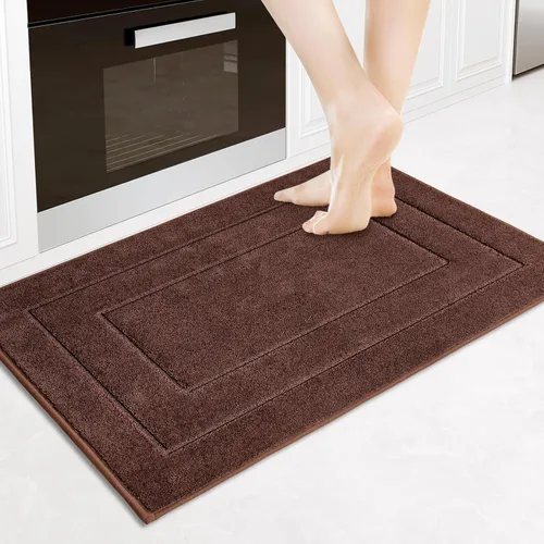 Miniatura 42 de PURRUGS Juego de 2 alfombras de cocina lavables a máquina (24 x 35.5 + 24 x 59 pulgadas), alfombras de pasillo de cocina antideslizantes y Marrón