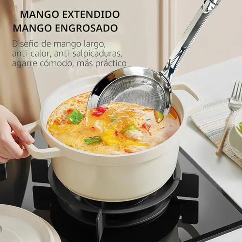 Miniatura 3 de Colador de acero inoxidable, colador de malla extrafina de 2024 con asa, colador de aceite y alimentos, accesorio de cocina (pequeño+grande)