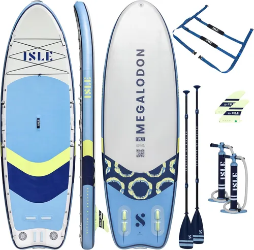Miniatura 14 de ISLE Megalodon - Tabla de remo inflable y paquete de accesorios iSUP – Capacidad de hasta 1,050 libras, duradera, ligera, estable – 12 pies de largo