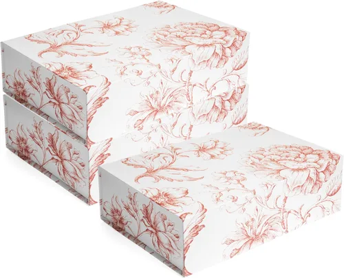Caja de regalo de recuerdo de lujo, paquete de 3 cajas decorativas florales rosas con tapas magnéticas para regalos, caja de recuerdos de boda y
