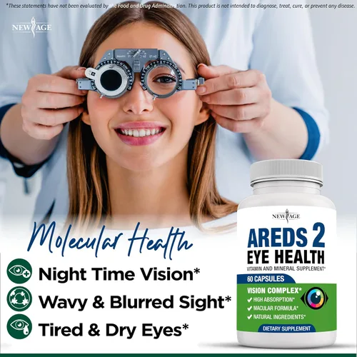 Miniatura 4 de NEW AGE AREDS 2 Vitaminas para los ojos, luteína, zeaxantina, arándano, suplemento mineral para la visión astaxantina, 60