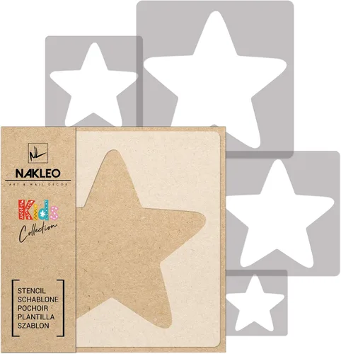 NAKLEO Juego de plantillas de pintura para niños, 5 plantillas de estrellas de 3.5 a 13.4 pulgadas, plantillas de dibujo de plástico y Estrella #2