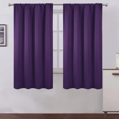 Miniatura 87 de LEMOMO Cortinas opacas negras para cocina, 42 x 45 pulgadas, juego de 2 paneles de cortinas opacas con bolsillo para cortinero para ventana pequeña