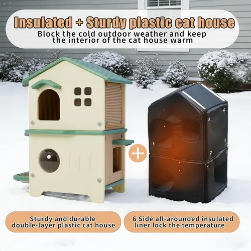 Casa aislada para gatos al aire libre con forro