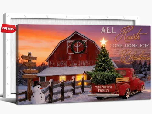 Miniatura 15 de GUTTATY Arte de pared en lienzo de Navidad personalizado, impresiones de lienzo personalizadas con apellido y señales, póster de decoración de pared