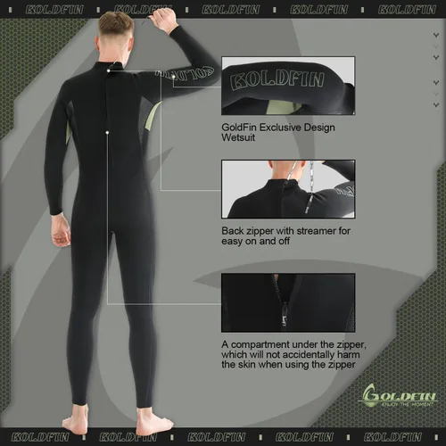 Miniatura 3 de GoldFin Traje de neopreno para hombre, 0.118 pulgadas (0.118 in) con cremallera trasera para mantener el calor en agua fría