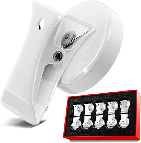 Miniatura 13 de 10 unidades de clips magnéticos de alta resistencia, clips metálicos premium de 35 mm de diámetro para refrigerador con almohadillas antiarañazos