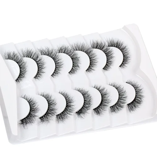 Miniatura 797 de Pooplunch - Pestañas postizas finas de visón sintético, estilo ojo de gato, naturales, cruzadas, tipo racimo, efecto 8D de volumen, tiras