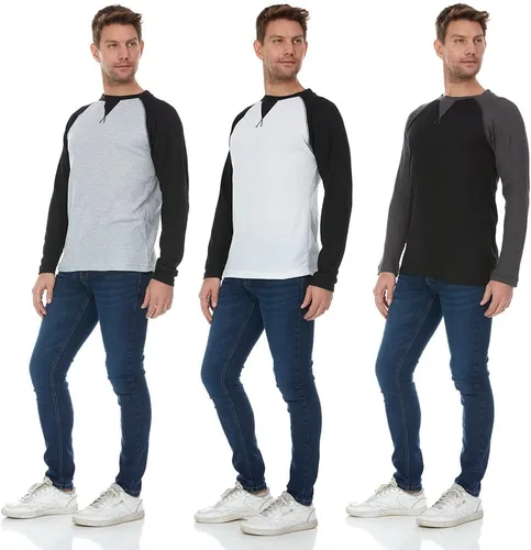 Miniatura 23 de DARESAY Paquete de 3: camiseta térmica de manga larga para hombre, camisetas de manga larga Henley & Crew para hombre, camisetas de manga larga