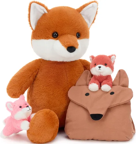 Miniatura 9 de Muiteiur Triceratops - Animal de peluche gigante de dinosaurio para mamá con 3 bebés pequeños, juguete de dinosaurio de felpa suave verde, regalo