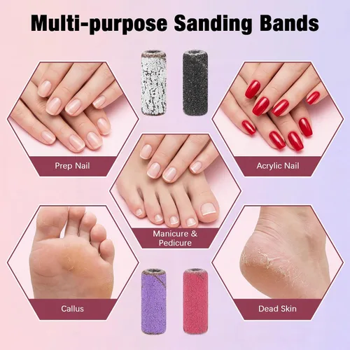 Miniatura 7 de Nail Drill Bits Sanding Bands for Nail Drill 100 Pcs 4 Color 80 120 180 240 Coarse Fine Grit File Small Sanding Band with 3.1mm Mandrel Bit Set for