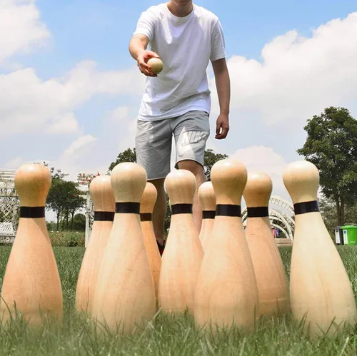 Miniatura 6 de Long game NI-ROU - Juego de bolos de césped gigante para exteriores, conjunto de césped de madera y goma, divertidos juegos deportivos