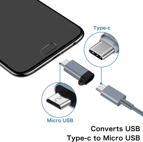 Miniatura 3 de Adaptador USB C a Micro USB, (paquete de 4) tipo C hembra a micro USB macho Conector de conversión con llavero de carga y sincronización de datos
