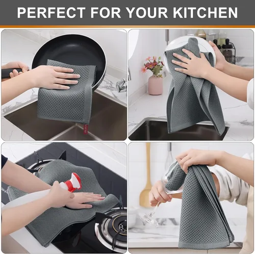 Miniatura 628 de Kitinjoy - Paños de cocina de 100 % algodón, tela de tejido gofrado, paño de limpieza ultrasuave, absorbente y de secado rápido. Beige