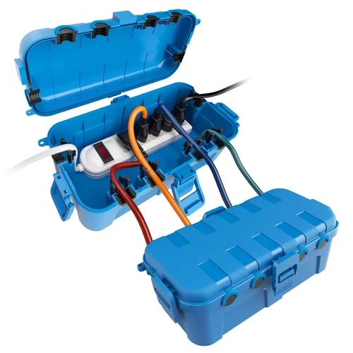 Miniatura 14 de Flemoon Caja eléctrica mediana para exteriores (11.5 x 5.2 x 4 pulgadas), cubierta de cable de extensión impermeable IP54 con 6 puertos de entrada