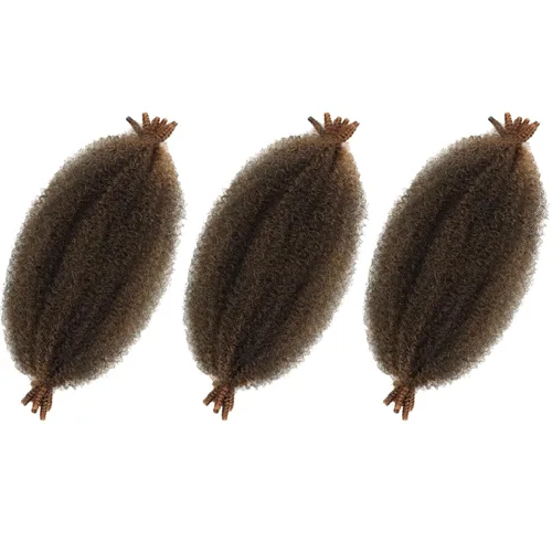 Miniatura 42 de Marley Twist - Cabello trenzado marrón Spring Twist de 18 pulgadas, cabello Marley para rastas suaves de imitación mariposa, cabello trenzado rizado