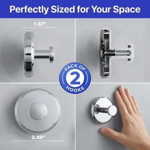 Miniatura 7 de HOME SO Ganchos de ventosa para ducha y baño, toallero de baño, paquete de 2 – Ganchos de ventosa para colgar toallas, batas y abrigos – azulejos