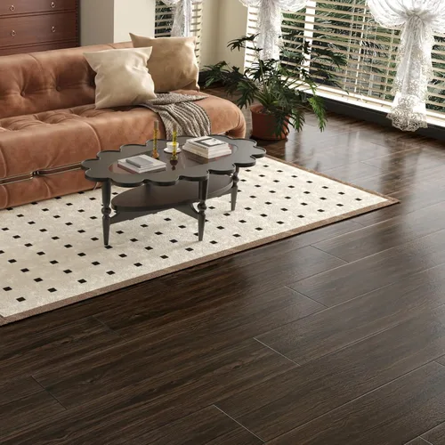 Miniatura 2 de Wallercity Pisos de Vinilo de 6"x36" 4 Piezas Baldosas de Piso Despegar y Pegar Baldosa de Piso para Baño Marrón Oscuro Veta de Madera Tablón