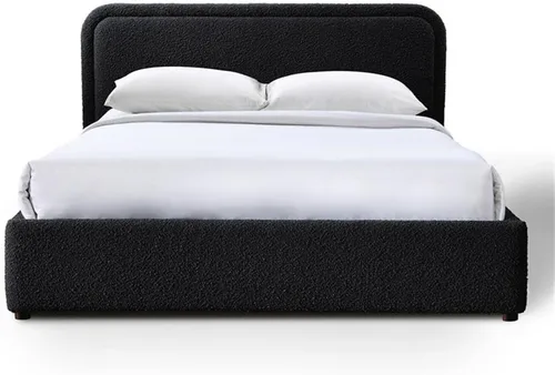 Miniatura 7 de Chloe - Cama de plataforma tapizada No requiere somier (borde negro, marco de cama queen)